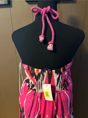 Hot Pink Halter Tiered Strapless Maxi Dress thumbnail 7