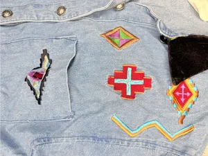 Vintage panhandler slim blue jean denim embroidered western button shirt lg thumbnail 2