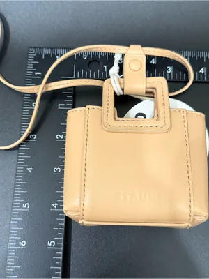 STAUD Micro Shirley Necklace Bag Tan Leather Micro Bag Charm thumbnail 10