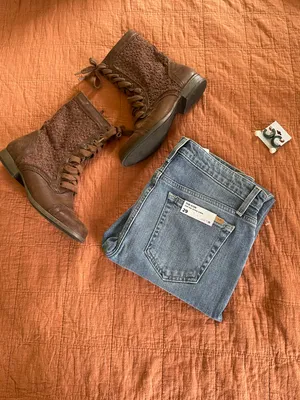 American Eagle Y2K Brown Lace Crochet Combat Boots thumbnail 2