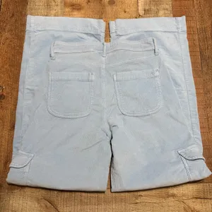 American Eagle Blue Corduroy Super High-Rise Baggy Wide Leg Pants Sz 4 Cargo thumbnail 8