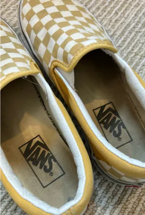Gold and White Checkerboard Vans Slip Ons Women’s 7 thumbnail 6