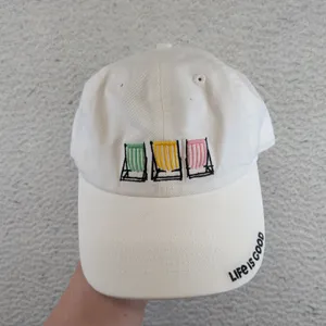 Life is Good A Chill Cap Beach Chair Stripe White Cotton Baseball Hat OS NWT thumbnail 2