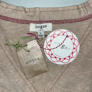 Umgee NWT Size L Tan - Patchwork Sleeve Oversized Peasant Knit Top Shirt thumbnail 4