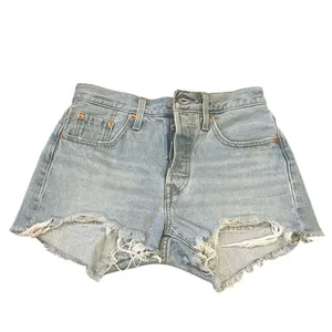 Levi’s Blue Distressed Button Fly Jean Shorts with Frayed Hem 25 thumbnail 2