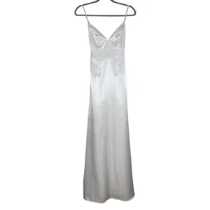Lulus White Satin Wedding Dress with Pearl Straps NWT Size XS thumbnail 2