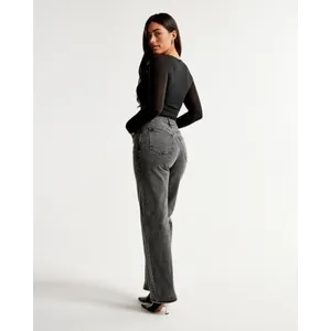 Abercrombie & Fitch Black Grey Curve Love High Rise 90s Relaxed Jeans 36/22R NEW thumbnail 14