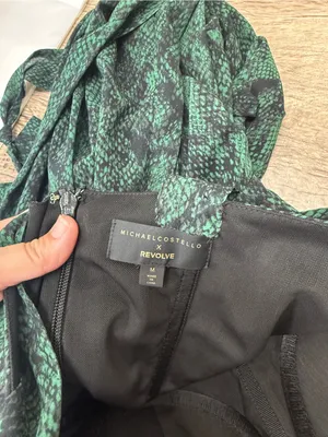 Michael Costello x REVOLVE Jumpsuit Gwendolyn Green Snakeskin size medium thumbnail 4