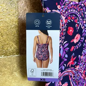NEW Lands’ End Paisley Floral One Piece UPF 50 Adjustable Straps Swimsuit, XS thumbnail 11