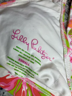 Lilly Pulitzer bikini Swimming top with push up hot pink Green Sz XS RN 88189 thumbnail 5
