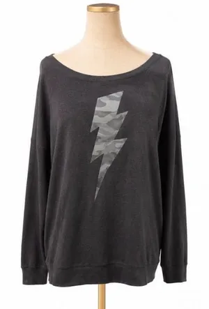 Torrid Sleep Gray Camo Lightning Bolt Pullover Sweatshirt Size 0 (Large 12/14) thumbnail 1