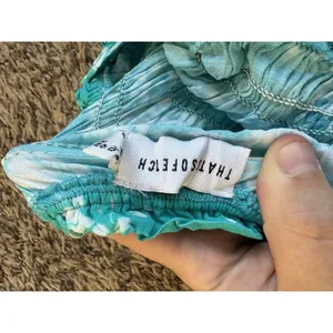 That's So Fetch Women's Teal White Floral Smocked Strapless Sundress S thumbnail 2
