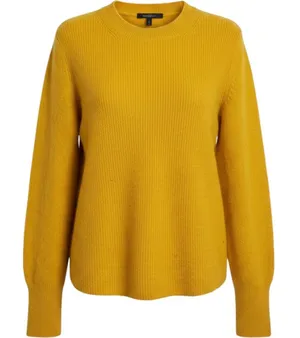 Banana Republic Mustard Yellow Wool Blend Ribbed Crew‎ Neck Sweater Womens XS thumbnail 1