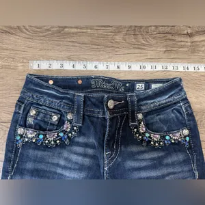 MISS ME Signature Skinny‎ Crop Colorful Jewel Embellished Jeans Size 25 thumbnail 5