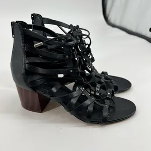 ALDO Myssi Lace-up Block Heel Sandals Strappy Ankle Open Toe Black Gladiator 9 thumbnail 3