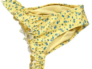 Wild Fable Yellow Floral Ruffle Bikini Bottom with Blue Print thumbnail 5