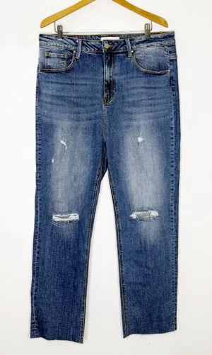Risen High Rise Relaxed Skinny Jeans Size 2XL (18) NWT Distressed XRDP1206 thumbnail 1