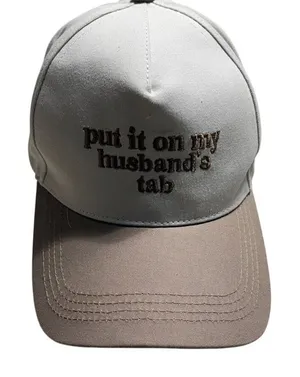 Put It On My Husband's Tab Baseball Cap Hat One-Size Adjustable Neutral Funny thumbnail 1