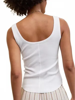 AE Aerie Ribbed Scoop Neck Tank Top American Eagle NWT White Medium thumbnail 2