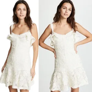 Alexis Linzi Ivory Lace Ruffle Mini Dress L Bridal Shower Bachelorette thumbnail 16