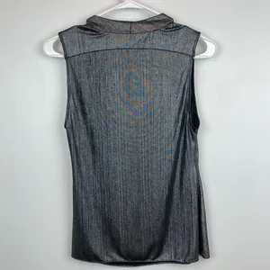DREW Draped Neck Metallic Gray Sleeveless Top thumbnail 6
