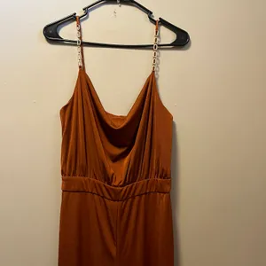 Jason Wu Emmett Burnt Orange Rhinestone Cowl‎ Neck Jumpsuit Size Medium thumbnail 2