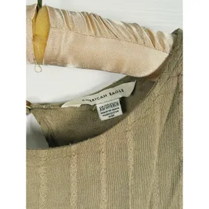 American Eagle Womens Tiered Peasant Top XS Olive Green Boho Granola Earthy Fall thumbnail 4
