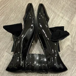 Cecelia Smile Black Patent Leather Velvet Bow Mary Jane Heels 6 Ballet Coquette thumbnail 6