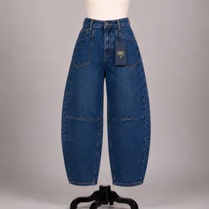 Frye Barrel Jean Medium Wash Floral Laser Etched Wide Leg Denim Pants 12 NEW thumbnail 11