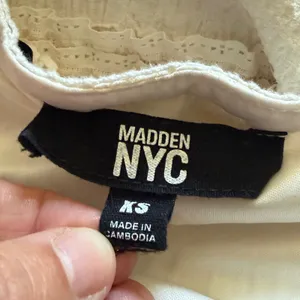 Madden NYC Cream Lace Tiered Mini Dress Ruffle Bow XS‎ Coquette Balletcore thumbnail 8