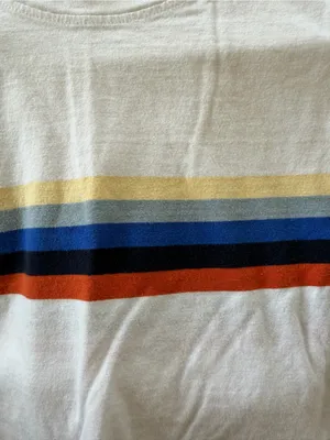 Brandy Melville John Galt Rainbow Stripe Cropped Tee White‎ Short Sleeve Size Small thumbnail 4