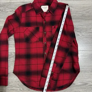Abercrombie & Fitch Red‎ black Check Plaid Button Down Womans Career Shirt S thumbnail 12
