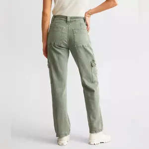 VERVET Buckle Green Stretch Cargo Y2K High Rise Wide Leg Pant Streetwear Size 24 thumbnail 8