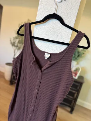 A New Day Women's Ribbed Button-Front Midi Tank Dress thumbnail 3