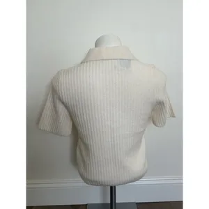 Abercrombie & Fitch Cream Ribbed Button Up Cardigan thumbnail 4