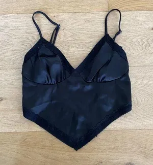 Rebelflow Havana Satin Crop Top in Black thumbnail 1