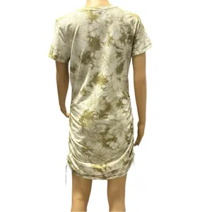 Pink Kinder to the Planet Tie Dye Ruched Short Sleeve Tunic Mini Dress Womens L thumbnail 3