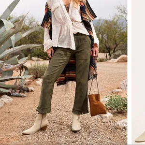 Free People Stormbringer Green‎ Distressed Straight Leg Pants 24 thumbnail 2