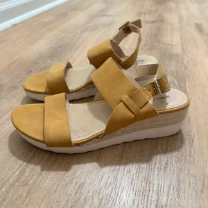 Seven Dials | Milana Mustard Yellow Espadrille Wedge Platform Sandal Shoes,‎ 9M thumbnail 3