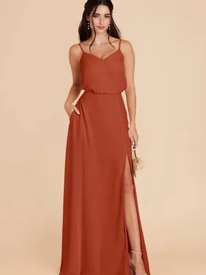 Birdy Grey Rust Spaghetti-Strap Maxi Dress with Side Slit thumbnail 2