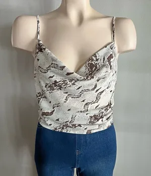 Le Lis Snake Print Satin Cowl Neck Cami Brown White Neutral Top S thumbnail 1