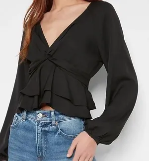 Express Black Long Sleeve Blouse thumbnail 1