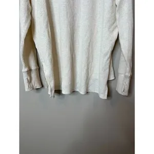 Aerie Do What Makes You Happy‎ Waffle Knit Thermal Top Oversized Medium Ivory thumbnail 6