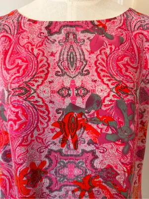CAbi #127 Jubilee Pink & Orange Paisley Sleeveless Shell Tunic Sz L thumbnail 5