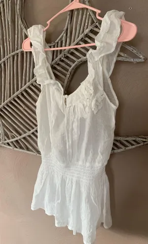 mine White Ruffled Strap Tank thumbnail 1