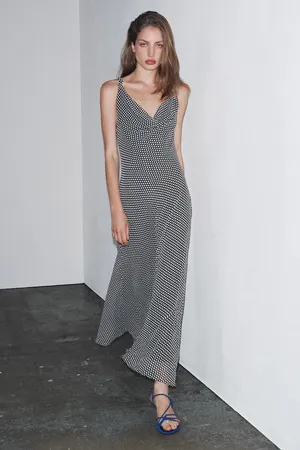Zara Sleeveless Black & White Polka Dot Maxi Dress thumbnail 4