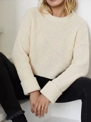 NEW HYFVE Chunky Knit Sweater Cream LARGE Women thumbnail 2