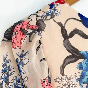 Honey Punch Nude Multicolor Floral Print Flowy Long Sleeve Dress Lulus Womens M thumbnail 10