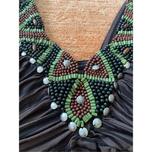 Donna Morgan Boho Women Beaded Brown Tank Top Size 2 thumbnail 6