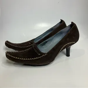 Indigo by Clarks brown suede pointed toe heels dancing shoes size 9‎ thumbnail 3
